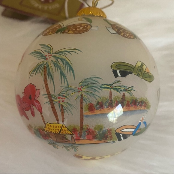 Dillards Trimmings TROPICAL Li Bien Painted Glass Ball Ornament - Picture 6 of 10
